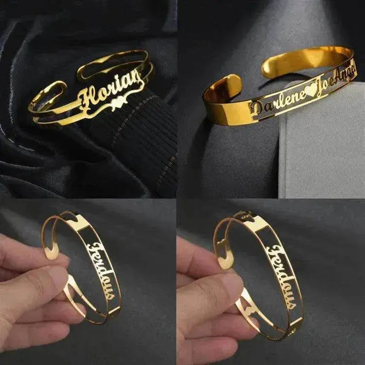 Customized Name Bracelet Personalized Custom Bangles Stainless Steel Jewelry - EX-STOCK Canada