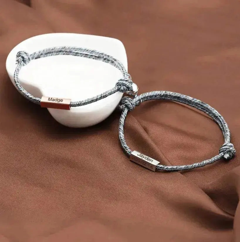 Customized Name Bracelet Pledge of Eternal Love Magnet Attracts Each Other Staniless Steel Couples Bracelet - EX-STOCK Canada