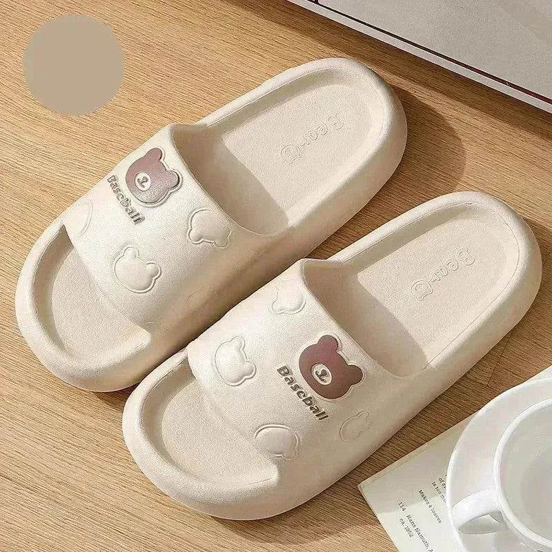 Cute Cartoon Bear Slippers For Women Summer Indoor Thick-soled Non-slip Floor Bathroom Home Slippers Men House Shoes - EX-STOCK Canada