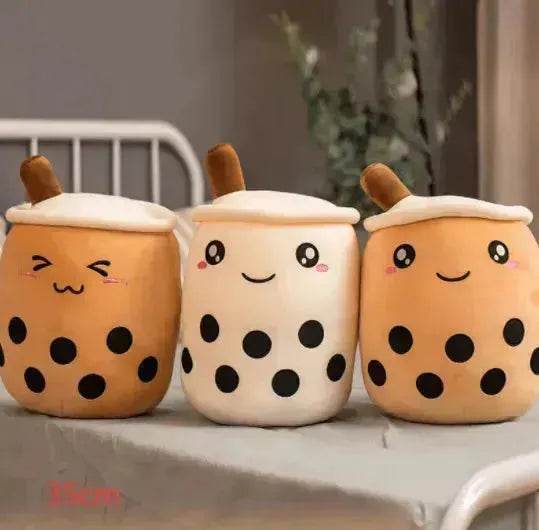 Boisson de fruits mignonne en peluche, peluche douce de thé au lait à la fraise, jouet en tasse de thé à la perle, coussin de bubble tea, cadeau pour enfants - EX-STOCK Canada