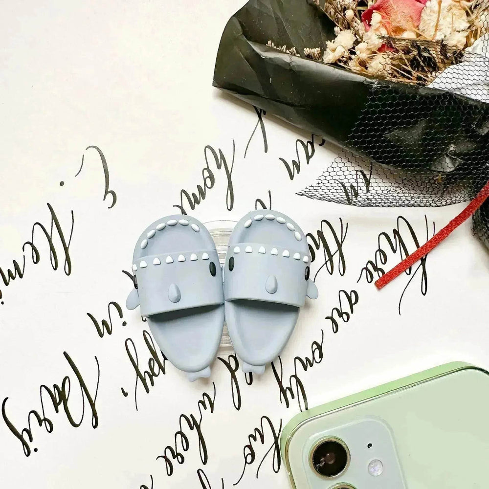 Cute Little Shark Simulation Slippers Phone Case Airbag Bracket Adhesive Retractable Watch Binge-watching Net Class Support Frame - EX-STOCK Canada