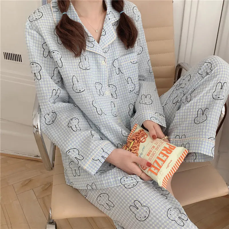 Cute Rabbit Pajamas For Women Sweet Long Sleeve Cardigan Suit - EX-STOCK Canada