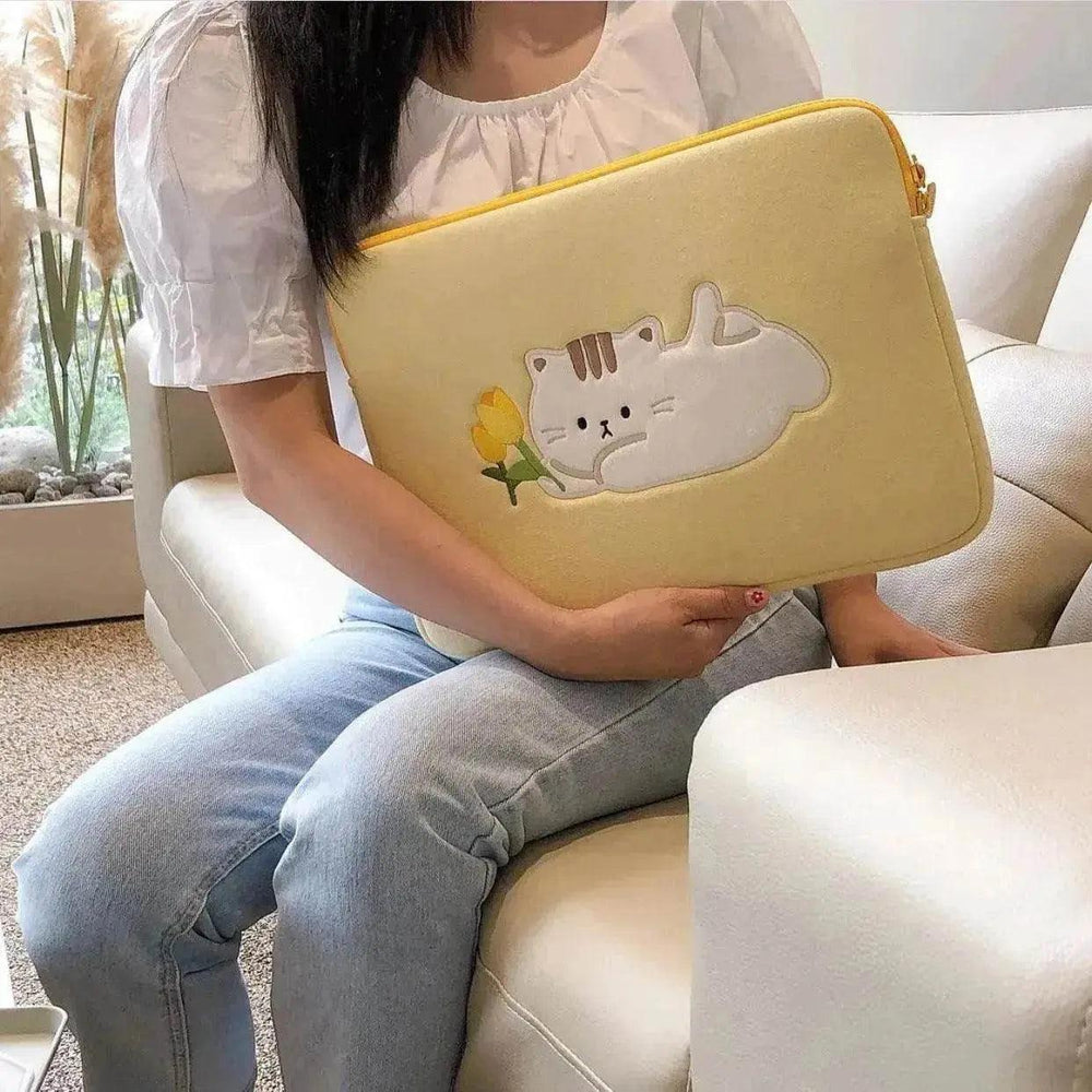 Sac de rangement pour ordinateur portable et tablette avec chaton tulipe mignon - EX-STOCK Canada