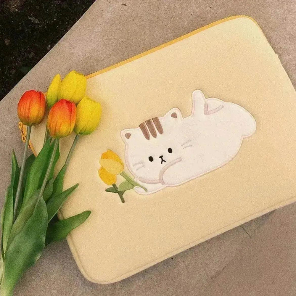 Sac de rangement pour ordinateur portable et tablette avec chaton tulipe mignon - EX-STOCK Canada
