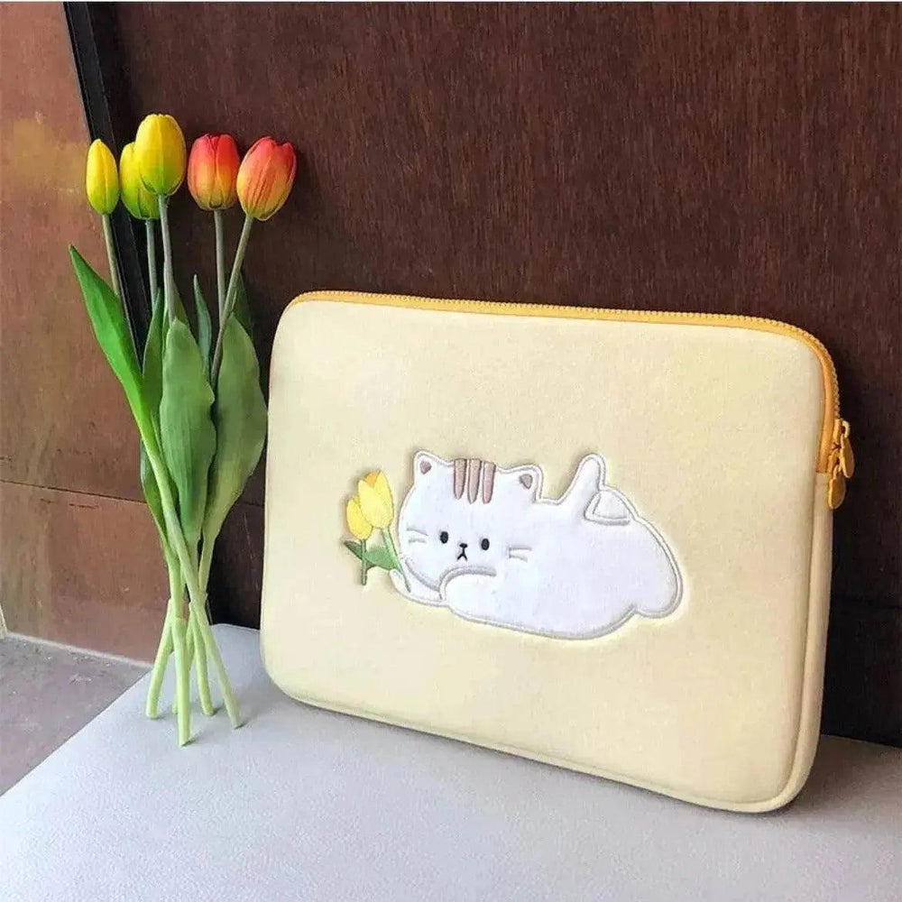 Sac de rangement pour ordinateur portable et tablette avec chaton tulipe mignon - EX-STOCK Canada