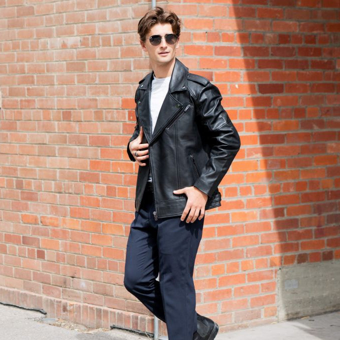 Men's Soft Lamb Leather Biker-Look Jacket