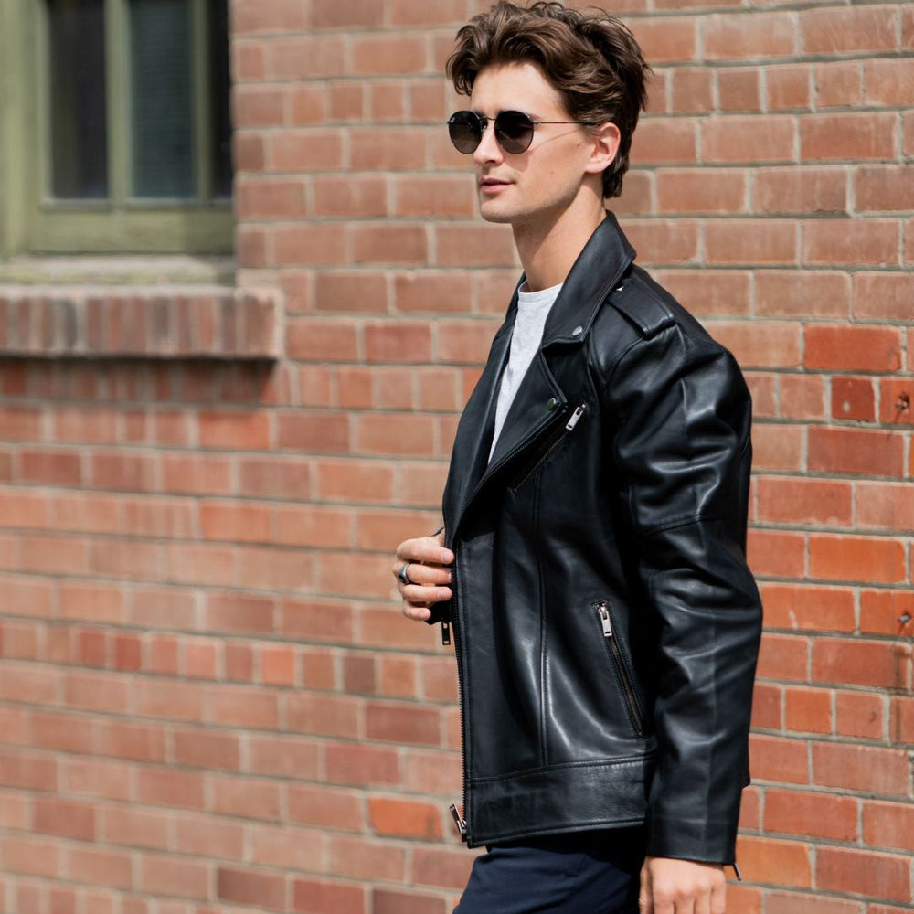 Men's Soft Lamb Leather Biker-Look Jacket