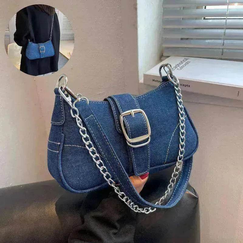 Denim Shoulder Bags Women's Fashion Chains Handbag Crossbody Bags Small Square Armpit Bag - EX-STOCK Canada