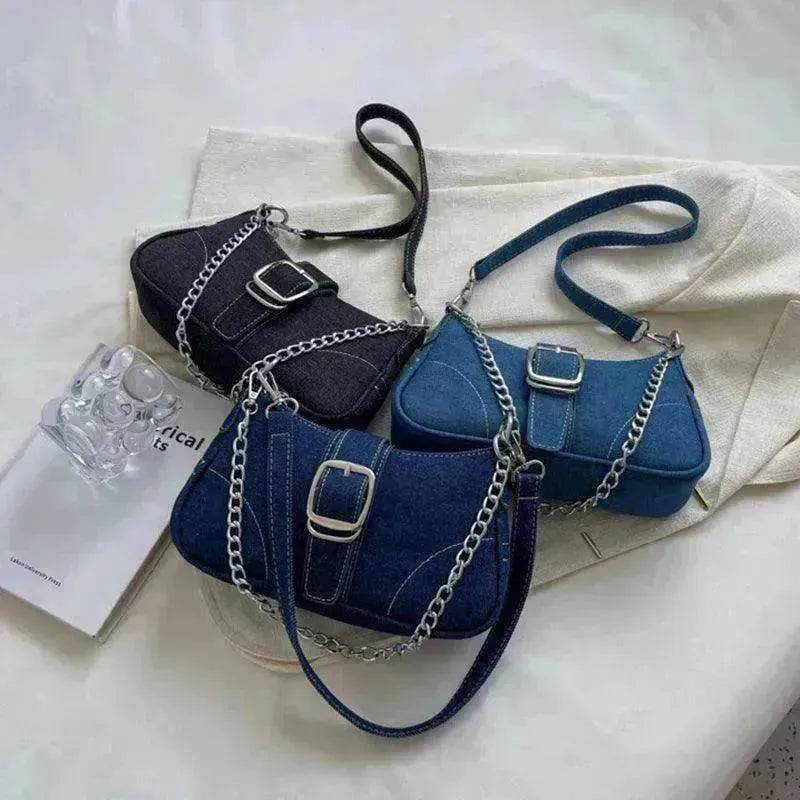 Denim Shoulder Bags Women's Fashion Chains Handbag Crossbody Bags Small Square Armpit Bag - EX-STOCK Canada