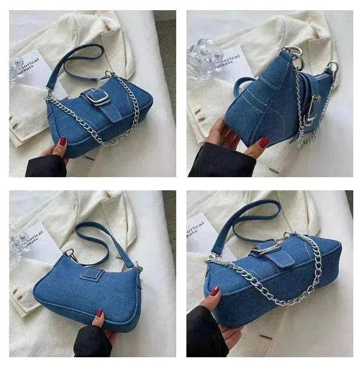 Denim Shoulder Bags Women's Fashion Chains Handbag Crossbody Bags Small Square Armpit Bag - EX-STOCK Canada