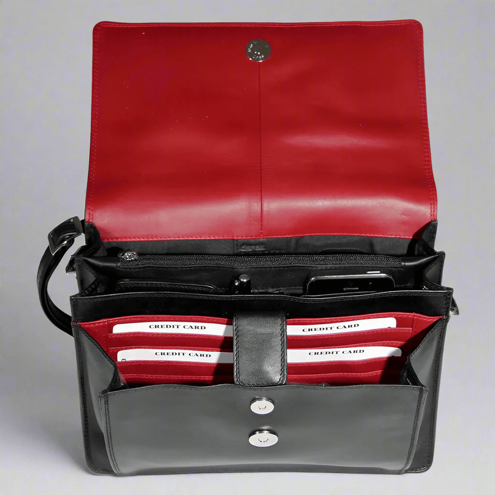 Derek Alexander Half Flap Organizer Leather Messenger Crossbody Bag EX-STOCK Canada