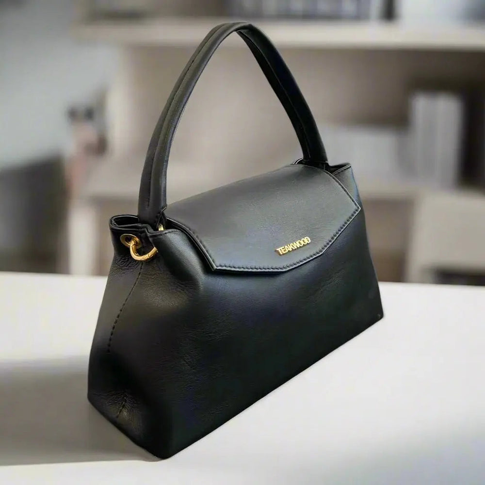 Bolso elegante de cuero de oveja con asa y solapaEX-STOCK Canada