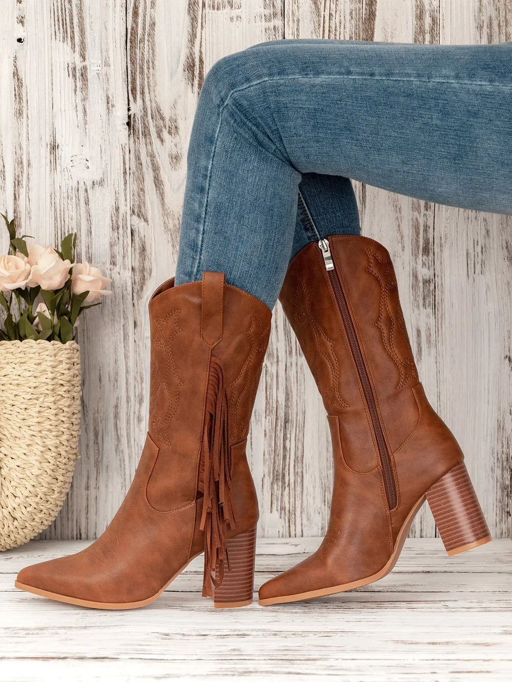 Embroidered Tassel White New Western Cowboy Boot - EX-STOCK Canada