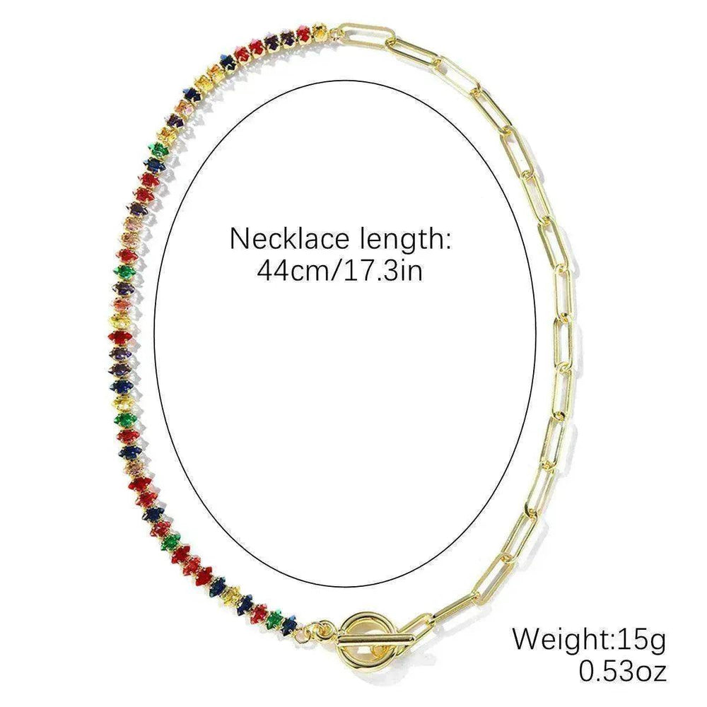 European And American Accessories Stitching Mixed Color Zircon Necklace - EX-STOCK Canada