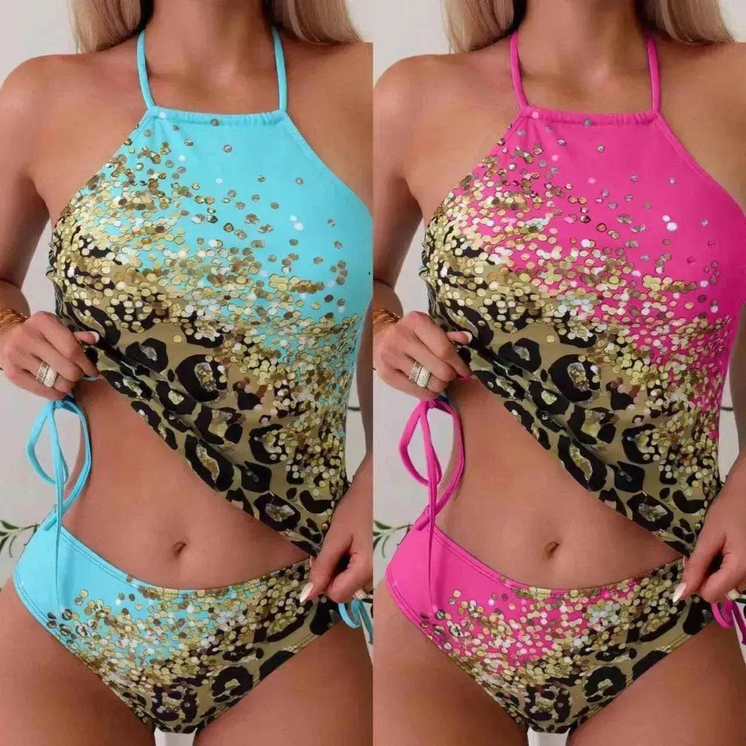 Maillot de bain bikini fendu pour femmes nouvelles européennes et américaines avec imprimé et bretelles EX-STOCK Canada