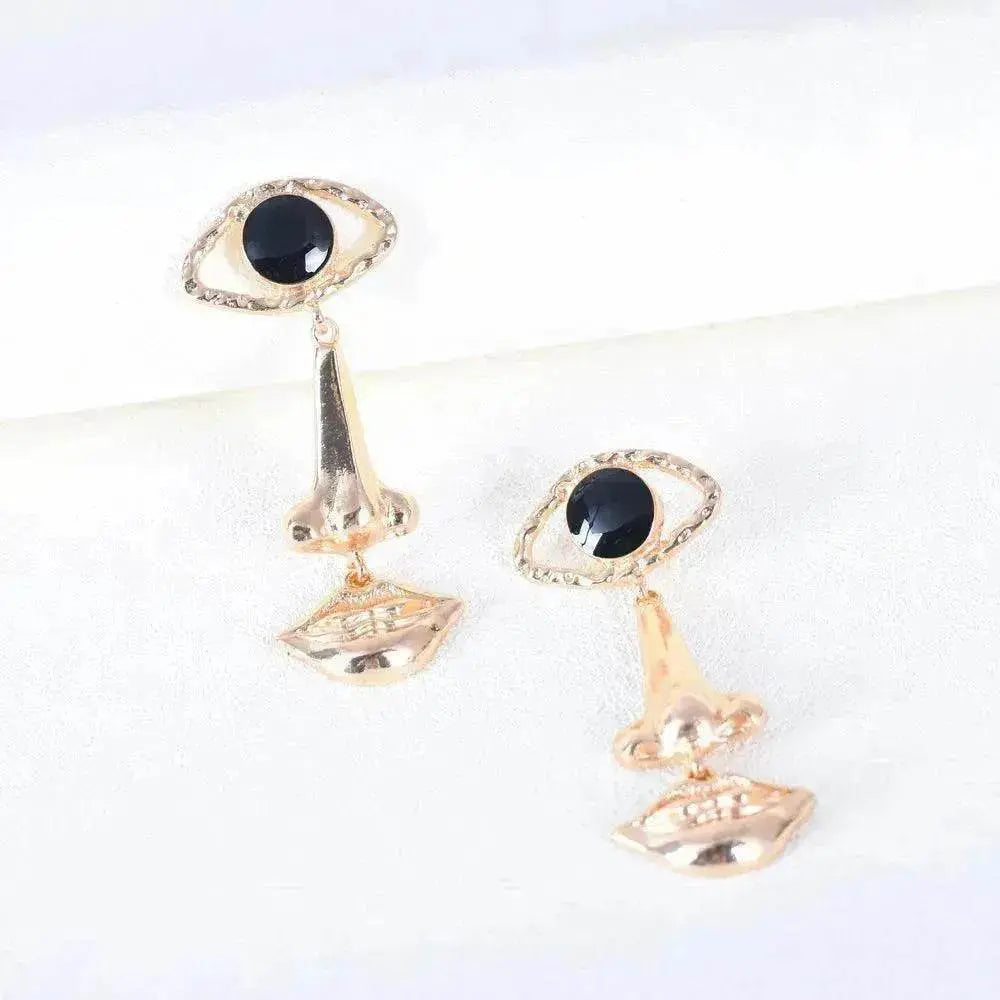 Exaggerated Long Retro Nose Lips Eye Dangle Earrings - EX-STOCK Canada