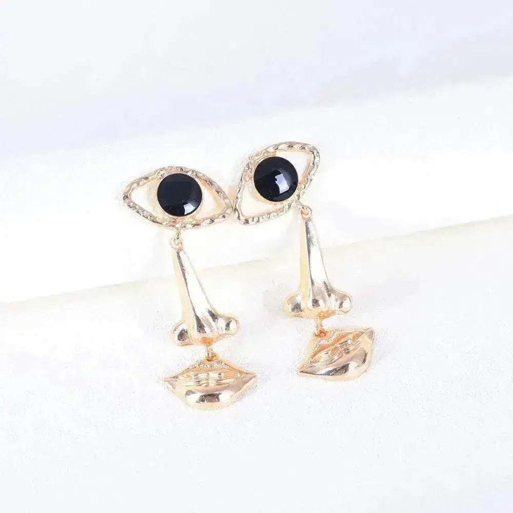 Exaggerated Long Retro Nose Lips Eye Dangle Earrings - EX-STOCK Canada