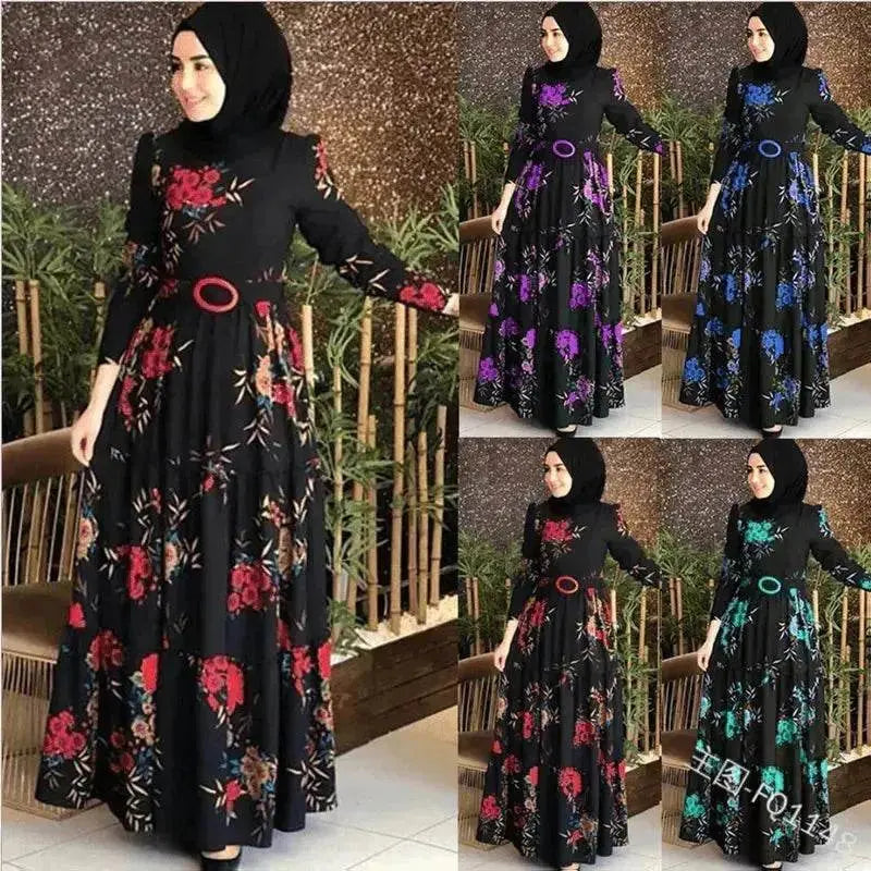 Fashion Floral Long Sleeve dress for Middle East Arab Dubai Turkey ArabWomen - EX-STOCK Canada