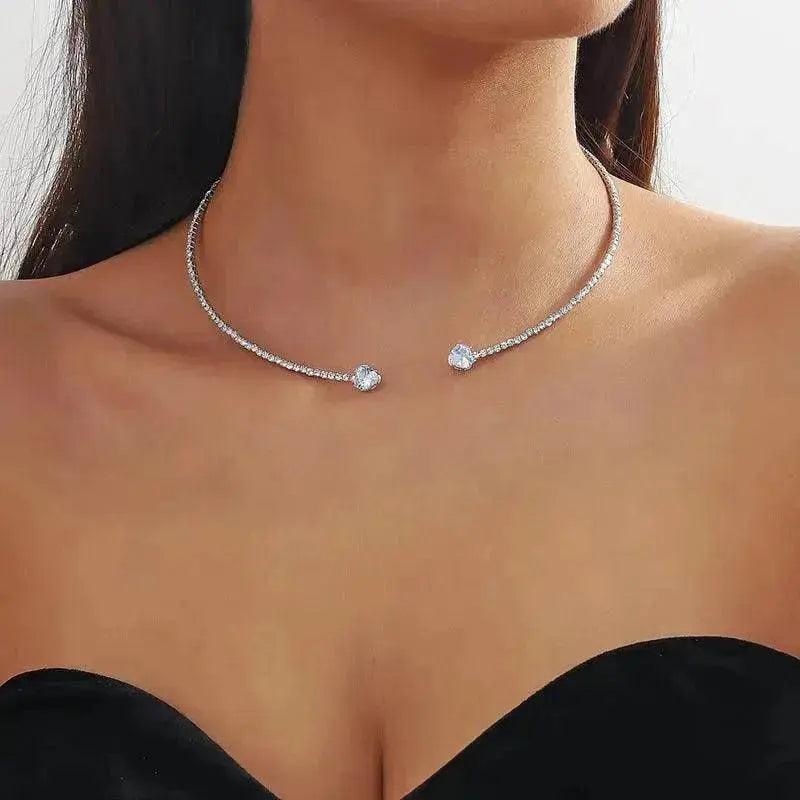Fashion Jewelry Heart-shaped Zircon Collar Light Luxury Rhinestone Necklace Women's Jewelry - EX-STOCK Canada