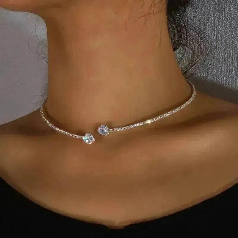 Fashion Jewelry Heart-shaped Zircon Collar Light Luxury Rhinestone Necklace Women's Jewelry - EX-STOCK Canada