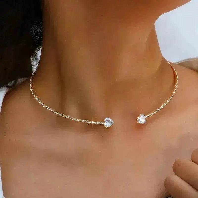 Fashion Jewelry Heart-shaped Zircon Collar Light Luxury Rhinestone Necklace Women's Jewelry - EX-STOCK Canada