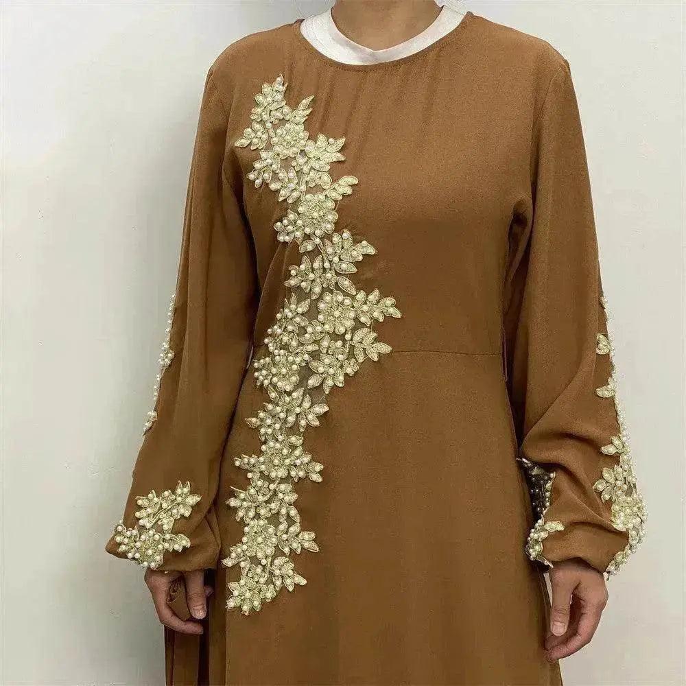 Robe arabe pour femmes en dentelle et perles à la mode - EX-STOCK Canada