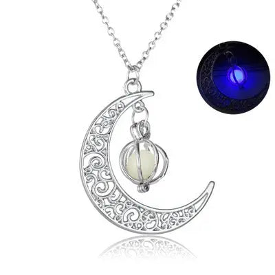 Fashion Moon Natural Glowing Stone Healing Necklace Women Gift Charm Luminous Pendant Necklace Jewelry - EX-STOCK Canada