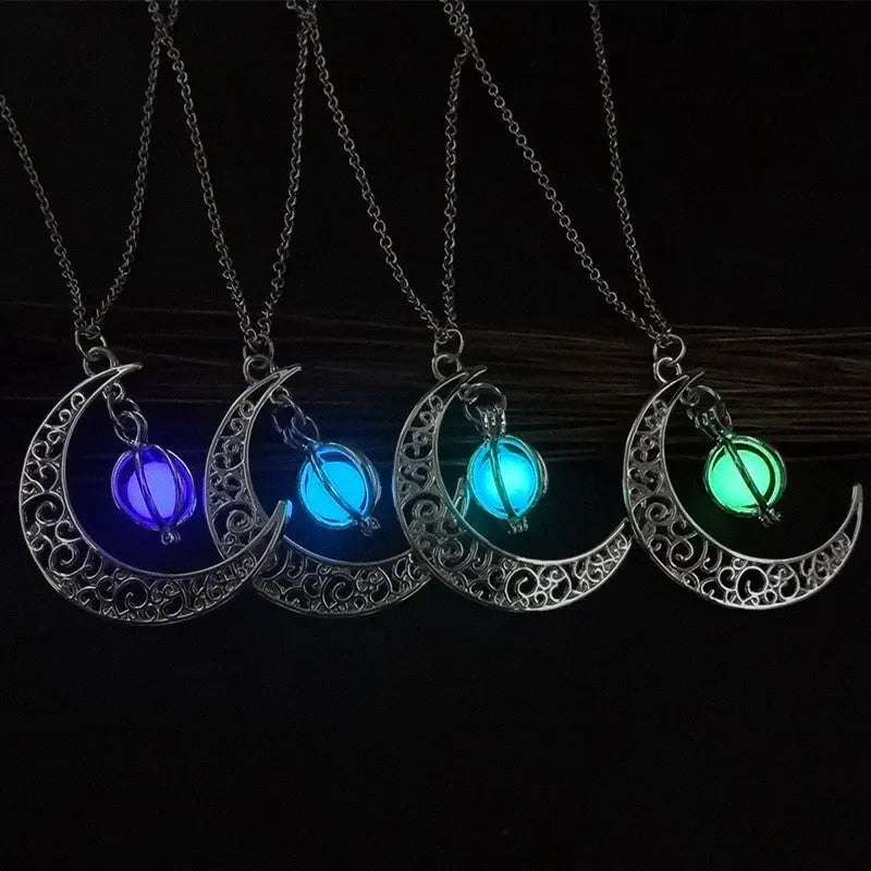 Fashion Moon Natural Glowing Stone Healing Necklace Women Gift Charm Luminous Pendant Necklace Jewelry - EX-STOCK Canada