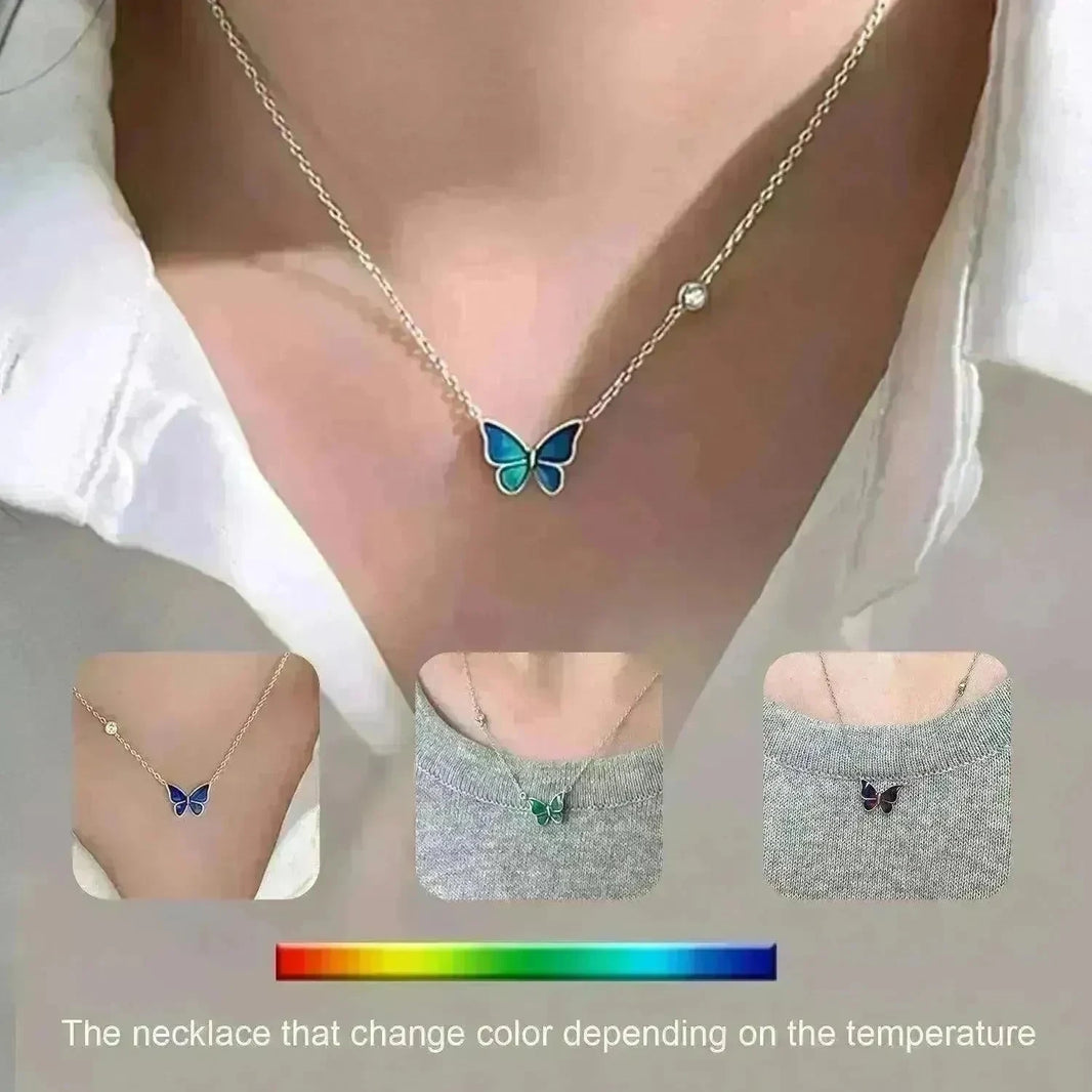 Fashion Novelty S925 Sliver Color-changing Butterfly Necklace - EX-STOCK CANADA