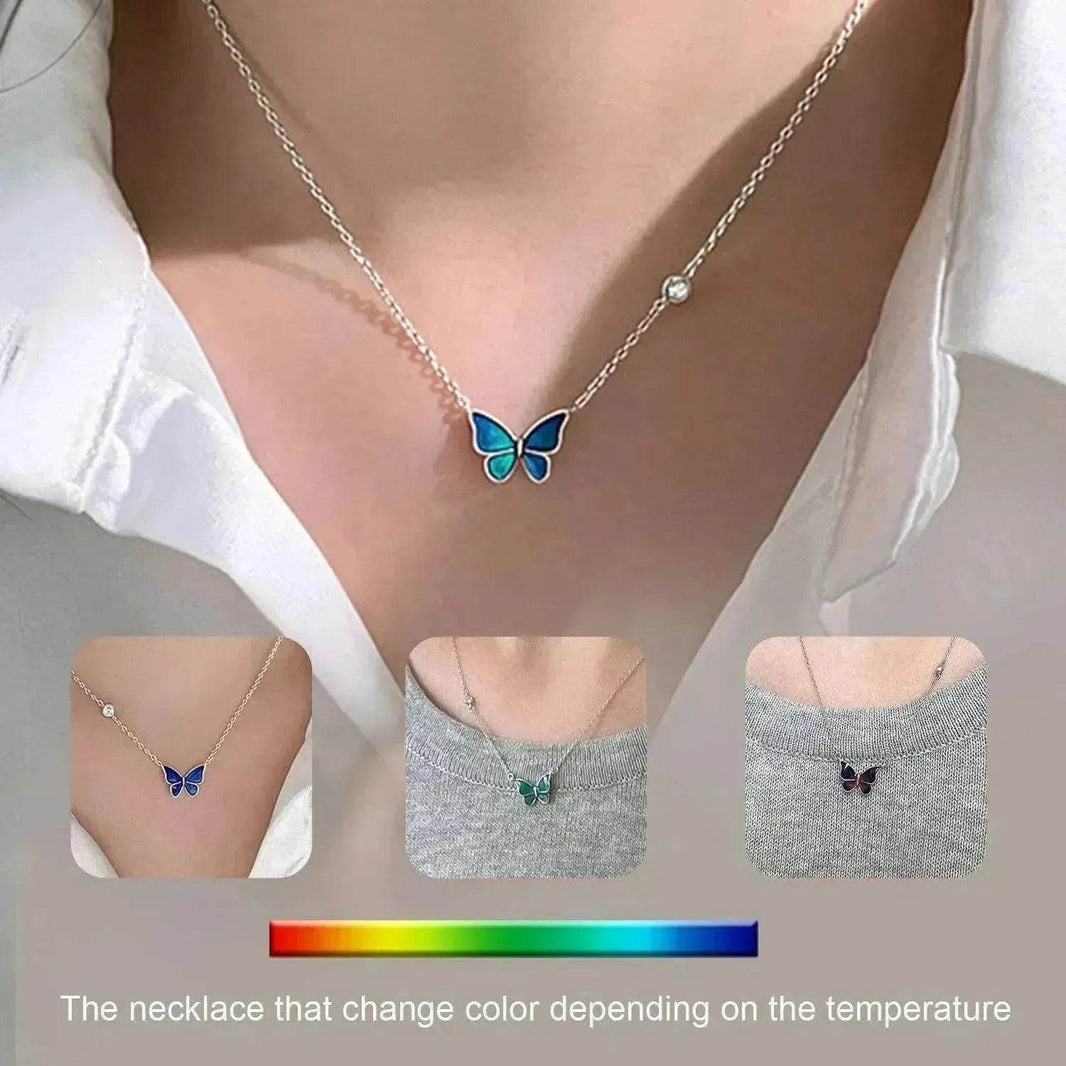 Fashion Novelty S925 Sliver Color-changing Butterfly Necklace - EX-STOCK Canada
