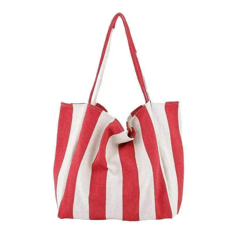Fashion Shopper Handbags Women Striped Canvas Totes - EX-STOCK Canada