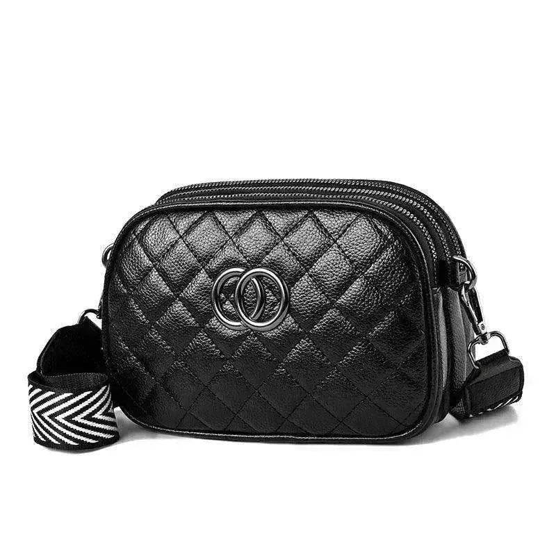 Fashion Shoulder Bag With Three Zippers Wide Shoulder Strap Small Square Bag Women - EX-STOCK Canada