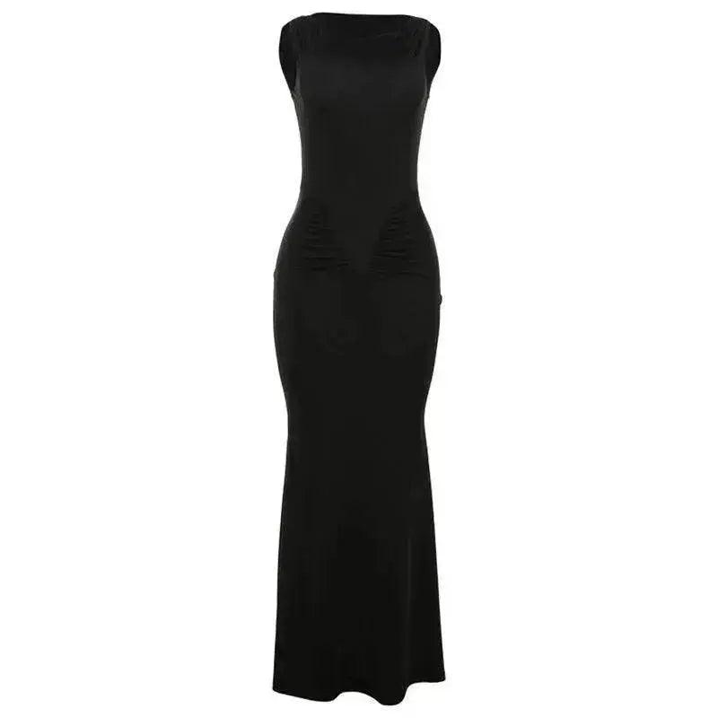 Robe sans manches à la mode avec taille haute plissée pour femmes : style ajusté - EX-STOCK Canada