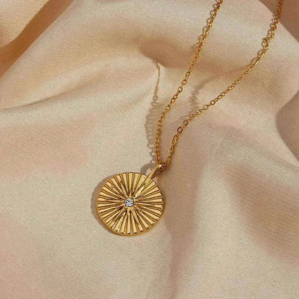 Fashion Stainless Steel Round Brand Pendant Women's Necklace - EX-STOCK Canada