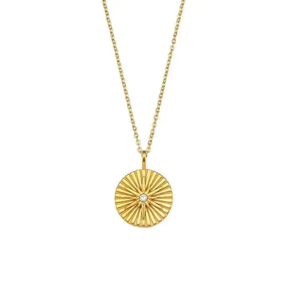 Collier pour femmes avec pendentif rond de marque en acier inoxydable à la mode - EX-STOCK CANADA