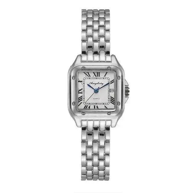 Montre couple à quartz en acier inoxydable à design carré simple de mode - EX-STOCK Canada