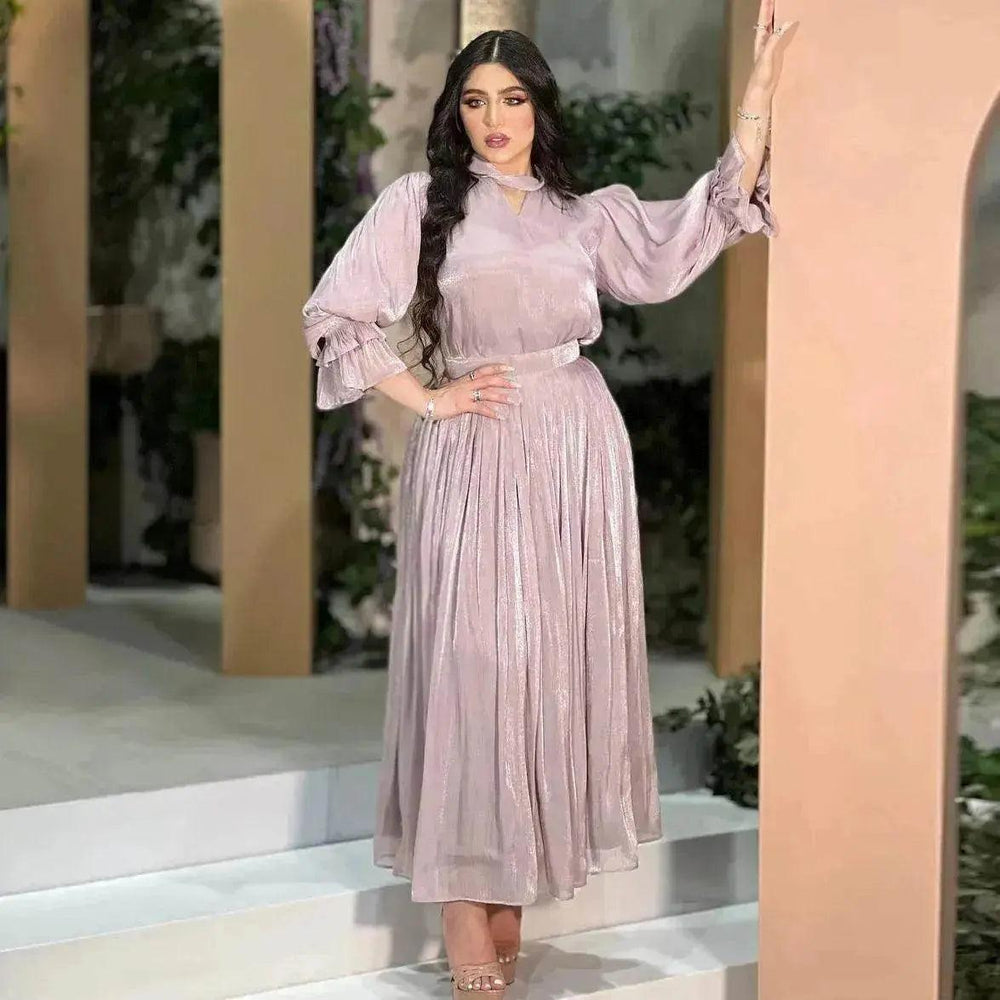 Robe en satin de soie brillante pour femmes arabes à la mode - EX-STOCK Canada