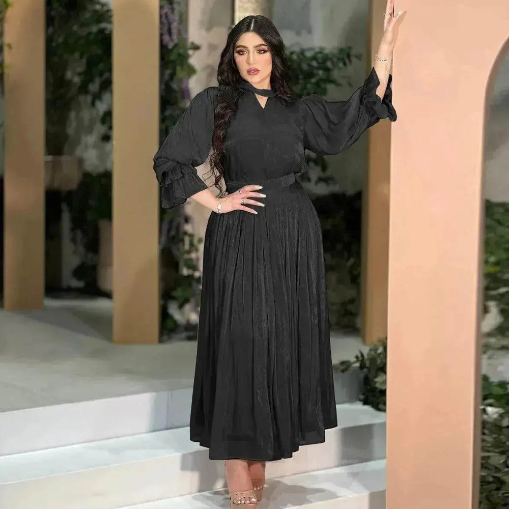 Fashionable Arab Women's Bright Silk Satin Dress - EX-STOCK Canada