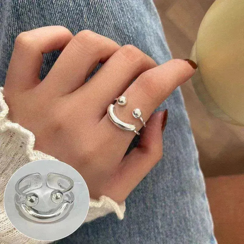 Bague de mode réglable à ouverture avec visage souriant mignon et heureux - EX-STOCK CANADA