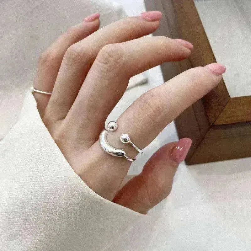 Bague de mode réglable à ouverture avec visage souriant mignon et heureux - EX-STOCK CANADA