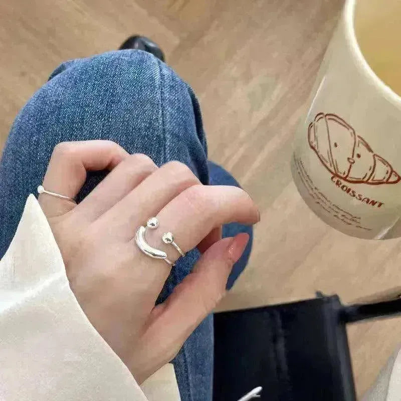 Bague de mode réglable à ouverture avec visage souriant mignon et heureux - EX-STOCK CANADA