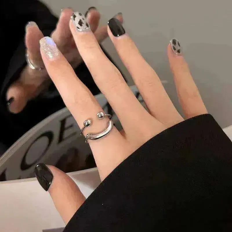 Bague de mode réglable à ouverture avec visage souriant mignon et heureux - EX-STOCK CANADA