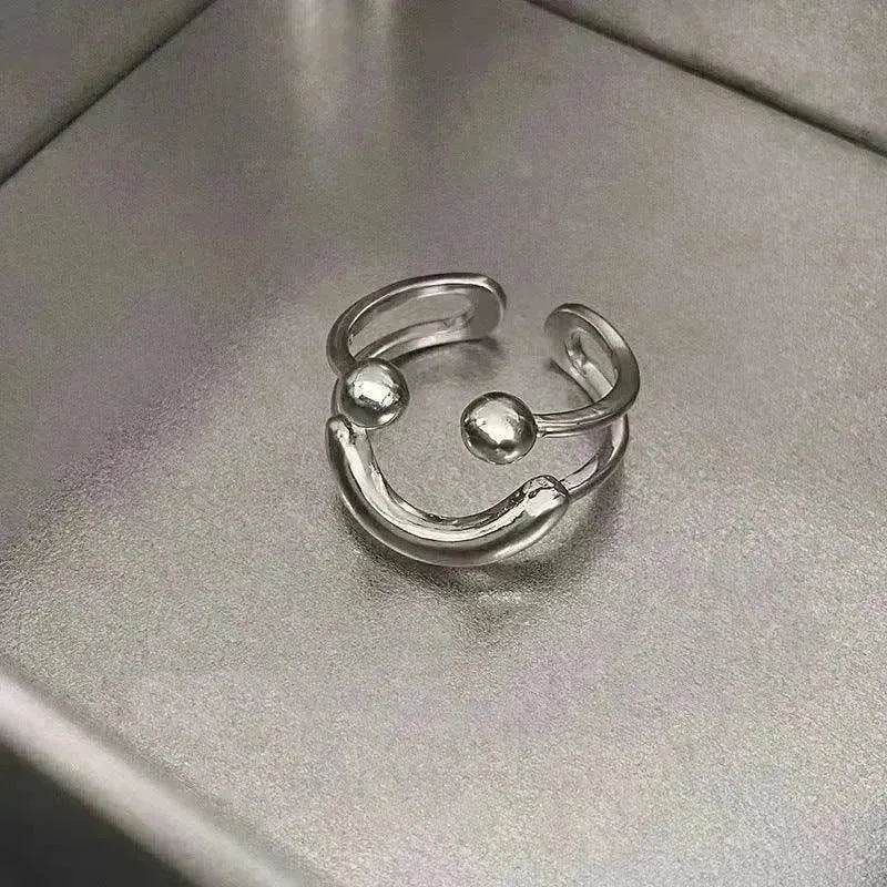 Bague de mode réglable à ouverture avec visage souriant mignon et heureux - EX-STOCK CANADA