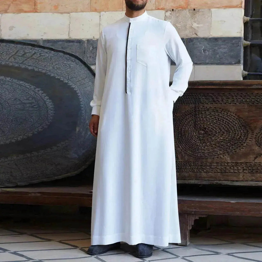 Fashionable and Elegant Men's Fashion Casual White Button Down Arab Robe Moroccan Men's Jalabiya - EX-STOCK Canada