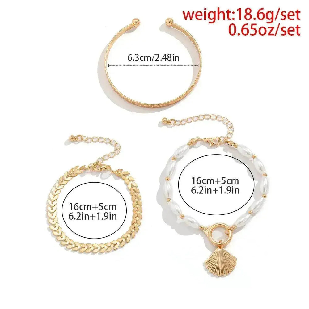 Faux Pearl Vintage Metal Scallop Pendant Bracelet - EX-STOCK Canada