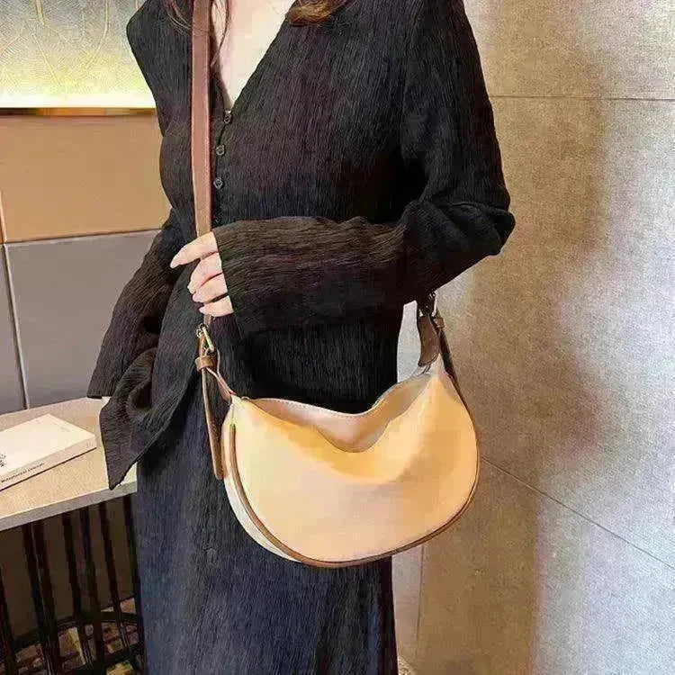Female's Fashionable Moon Shape Underarm Solid Color Small Shoulder Bag - EX-STOCK CANADA