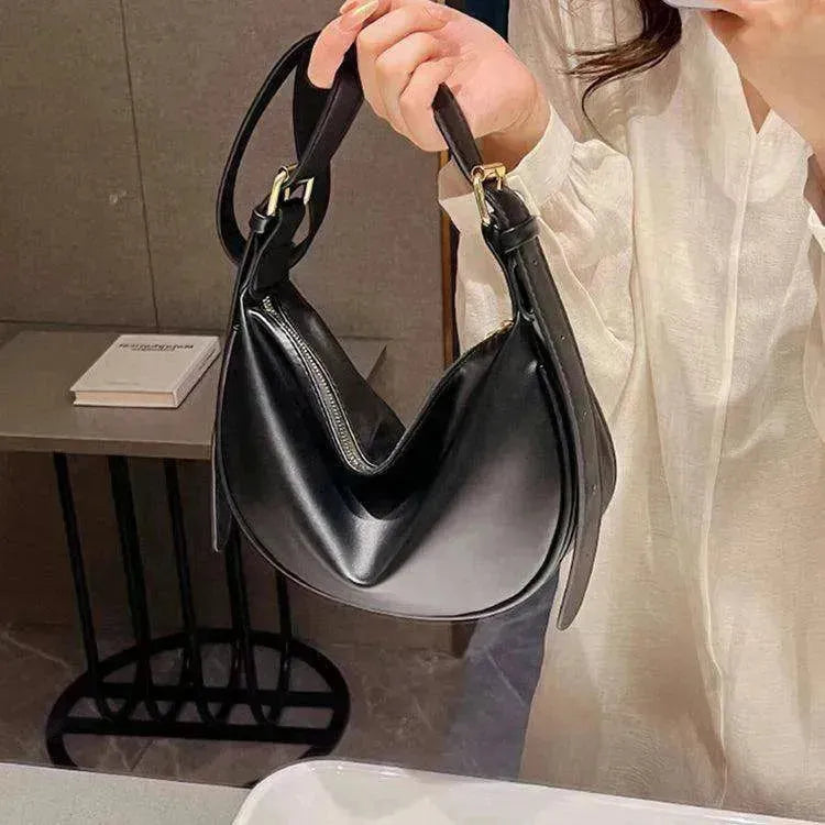 Sac à bandoulière petit pour femme en forme de lune tendance, couleur unie - EX-STOCK CANADA