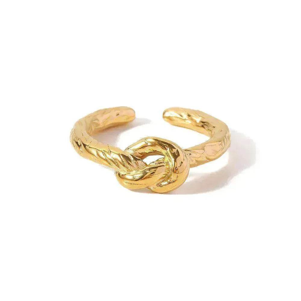 Female's New Stainless Steel Twist Fried Dough Knot Opening Ring - EX-STOCK Canada