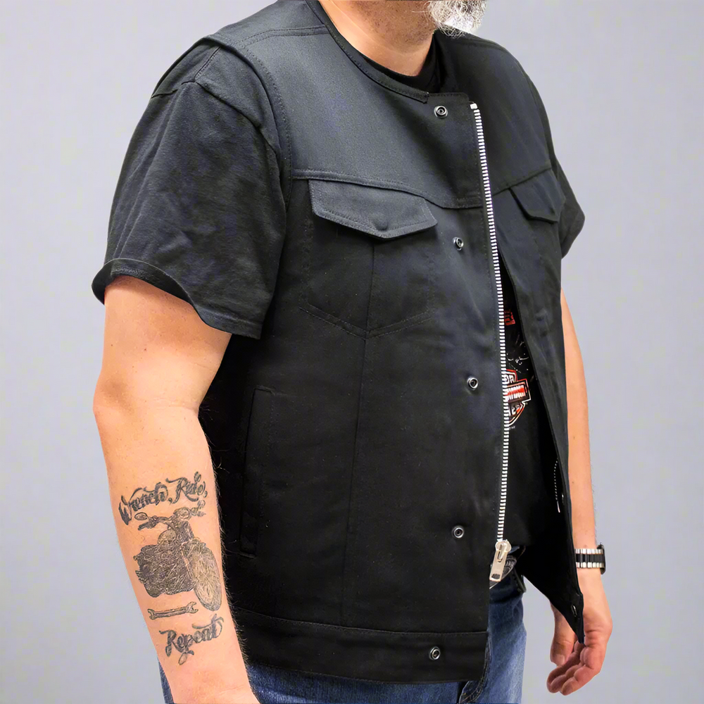 Chaleco de mezclilla para hombre de motociclista de First MFG Co.EX-STOCK Canada