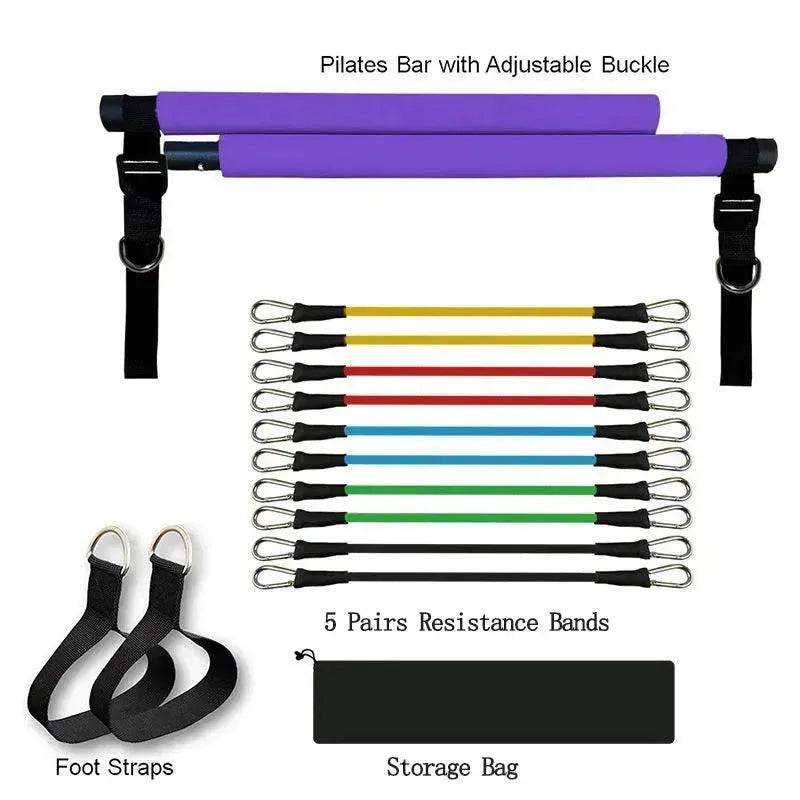 Fitness Yoga Pilates Bar Accessoires de Gym Portables Sport Bandes Élastiques de Musculation Résistance Pour Entraîneur à Domicile Équipement d'Exercice - EX-STOCK Canada